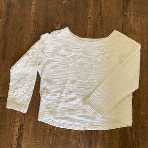 Eberjey White Textured Cropped Long Sleeve Top